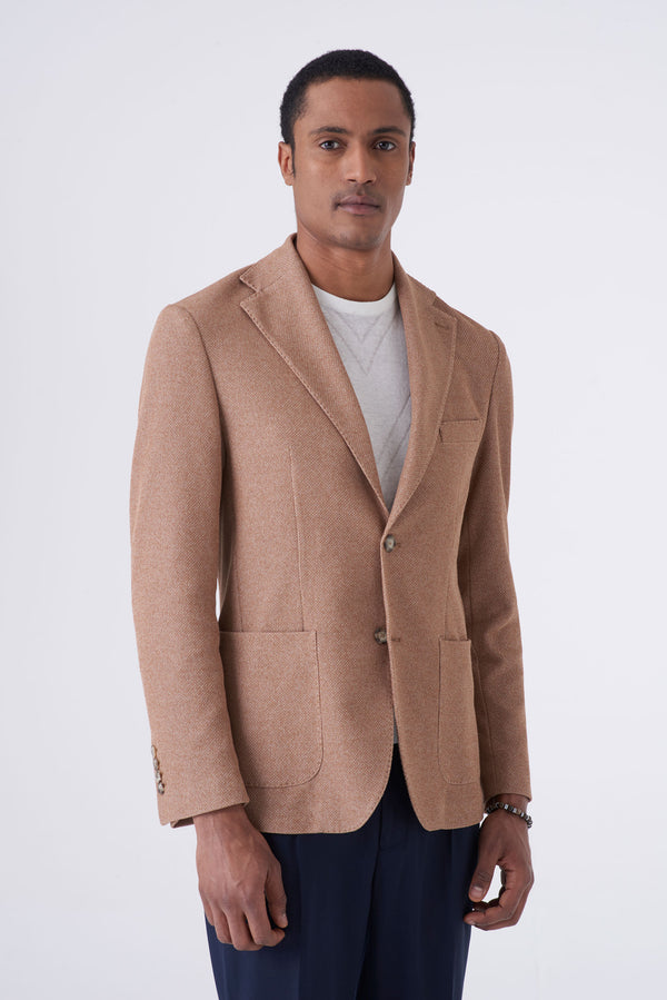 Deconstructed cotton blend knit jacket