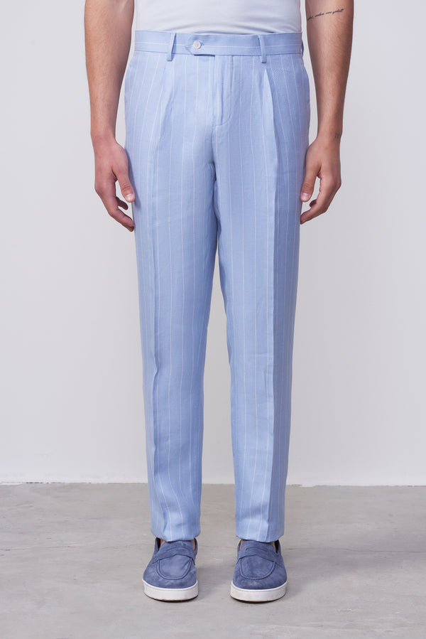 Pantalone gessato in micro diagonale sartoriale