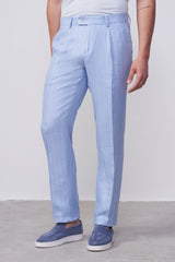 Pantalone gessato in micro diagonale sartoriale