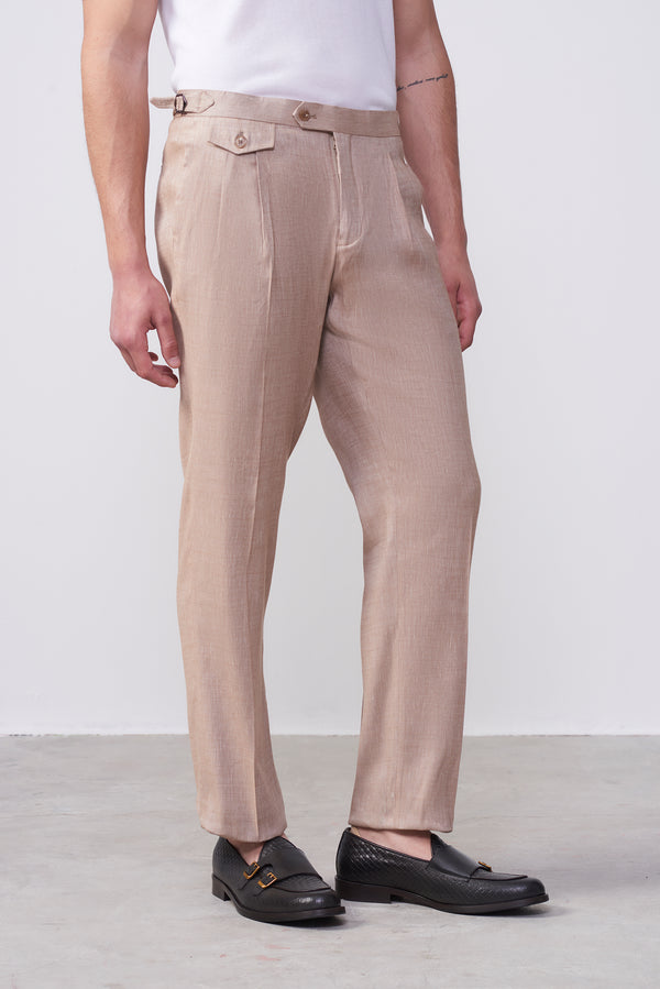 Pantalone in Tessuto Diagonale con Regolatori Laterali