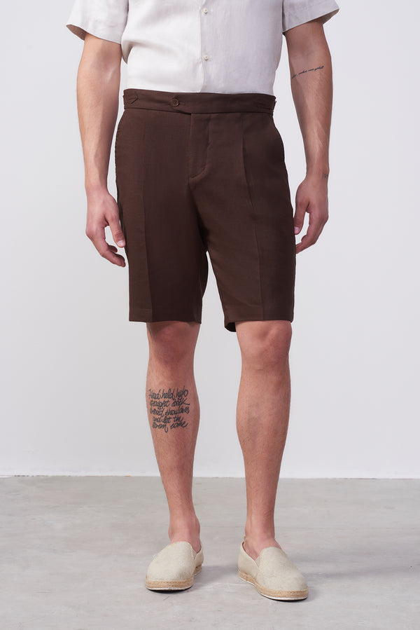 Bermuda in Lino e Cotone con fibbia regolabile