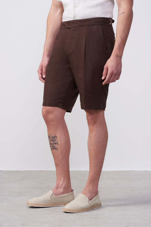 Bermuda in Lino e Cotone con fibbia regolabile