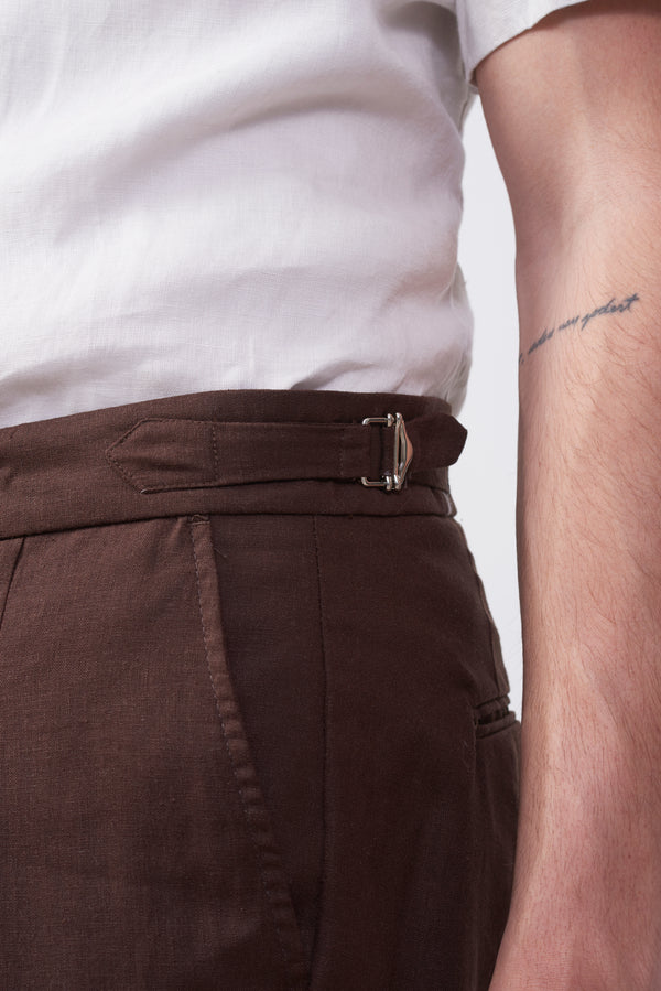 Bermuda in Lino e Cotone con fibbia regolabile