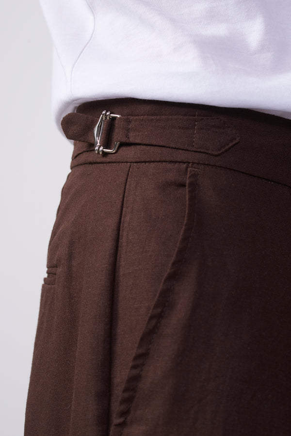 Pantalone  in Lino e Cotone con fibbie laterali