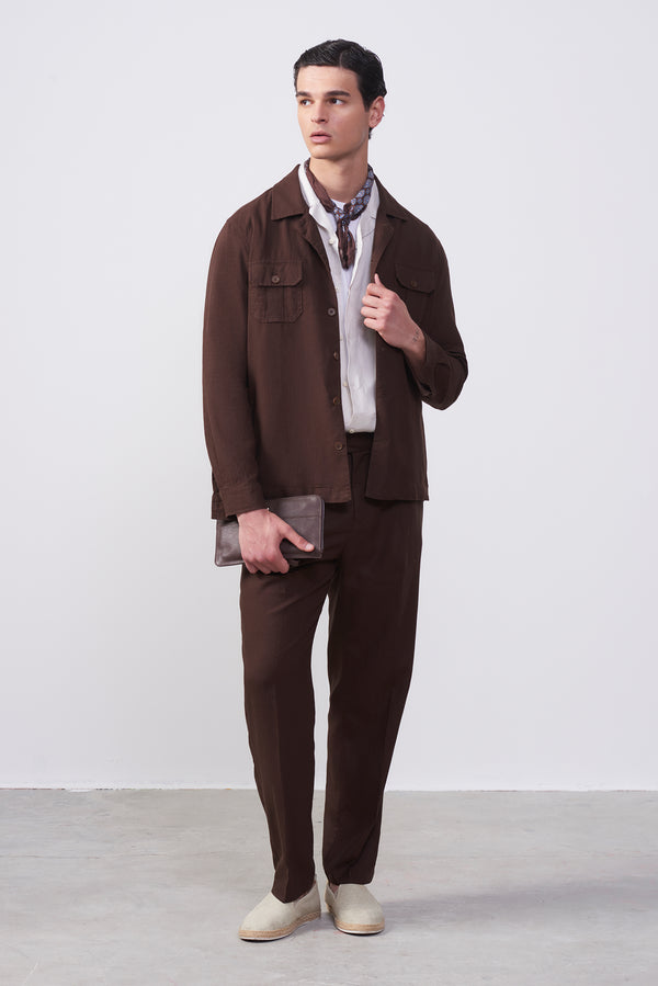 Pantalone  in Lino e Cotone con fibbie laterali