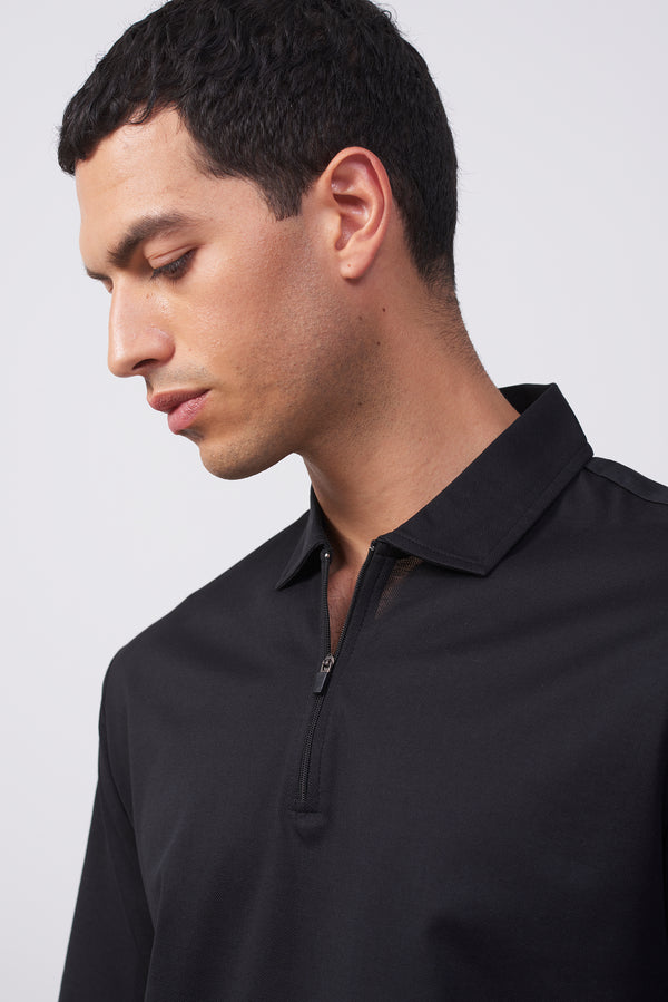 Polo in Filo di Scozia Bianca con Zip
