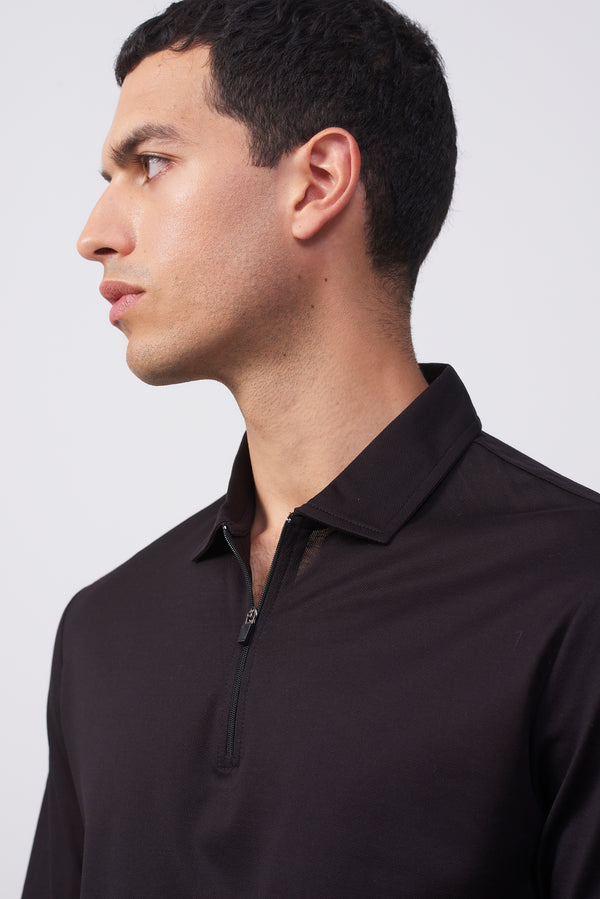 Polo in Filo di Scozia Bianca con Zip