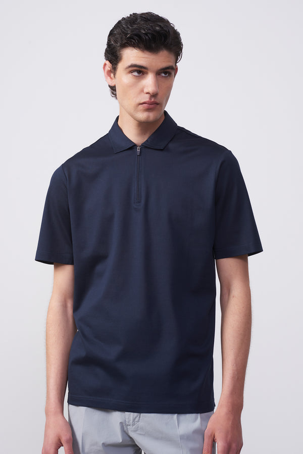 Polo in Filo di Scozia Bianca con Zip