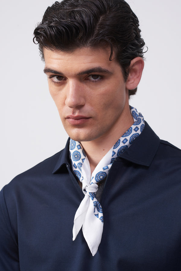 Polo in Filo di Scozia Bianca con Zip