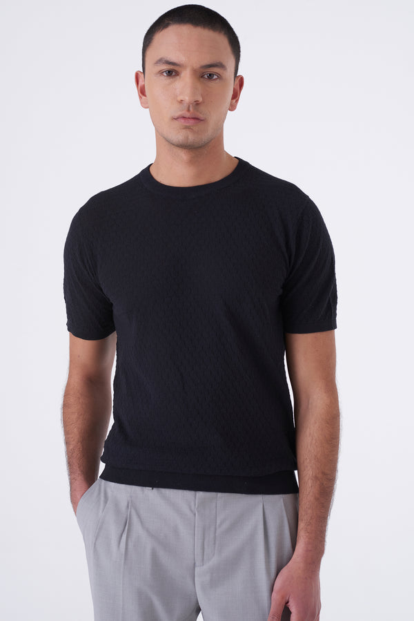 Maglia in filo con intarsio rettangolare