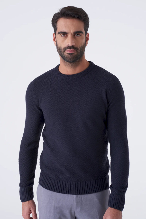 Herringbone pattern crewneck