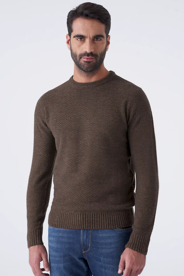 Herringbone pattern crewneck