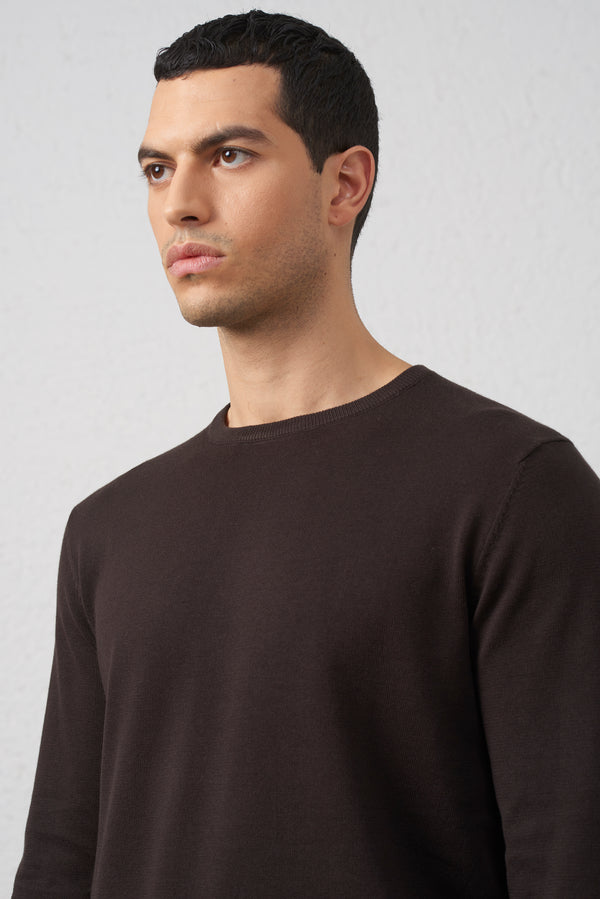 Maglia Girocollo Moro in Cotone Filato 2/40