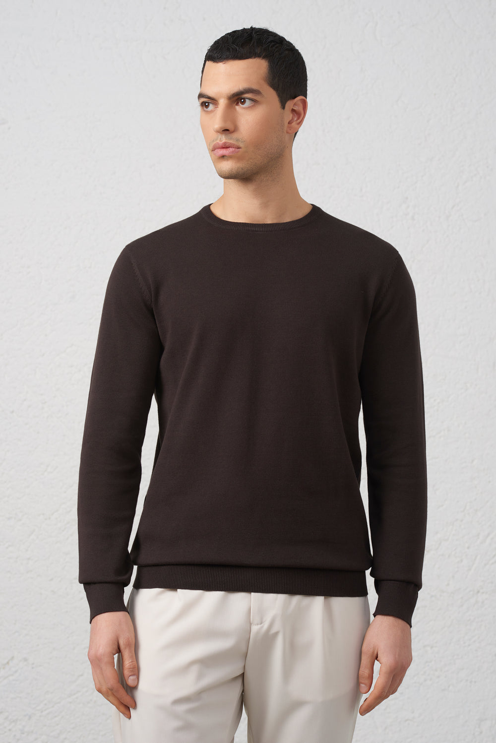 Maglia Girocollo Moro in Cotone Filato 2/40