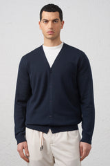 Cardigan Blu Basic in Cotone 100%