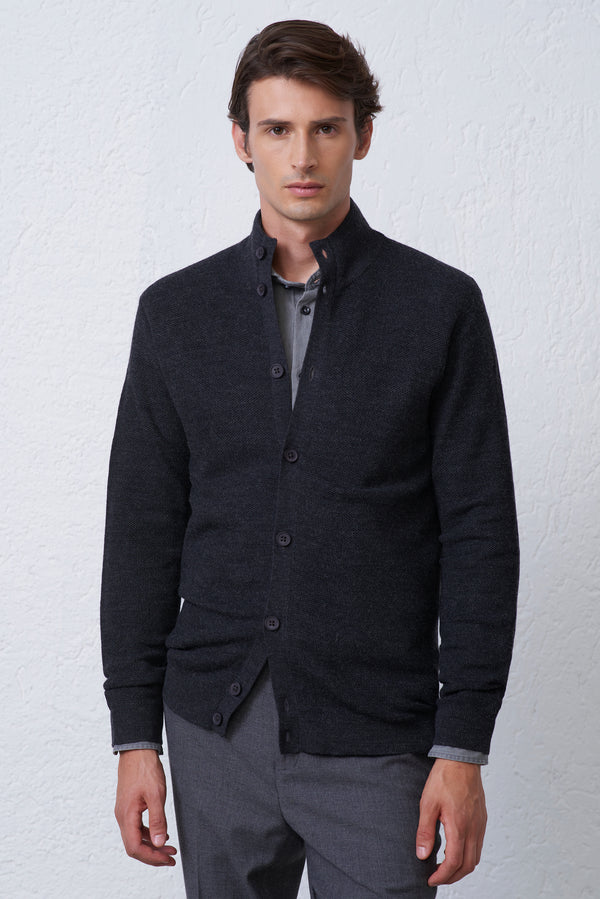 Cardigan Bottoni Chicco di Riso in misto Lana Merinos