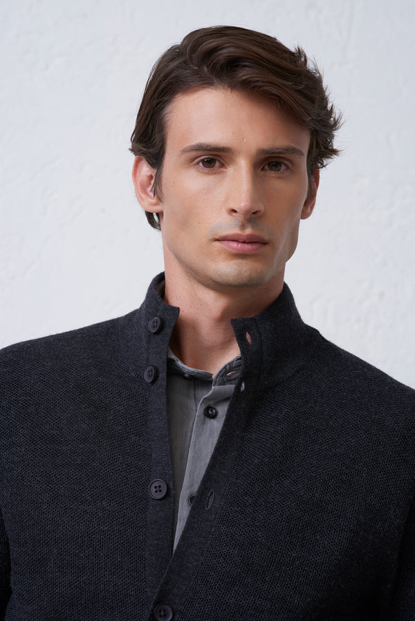 Cardigan Bottoni Chicco di Riso in misto Lana Merinos