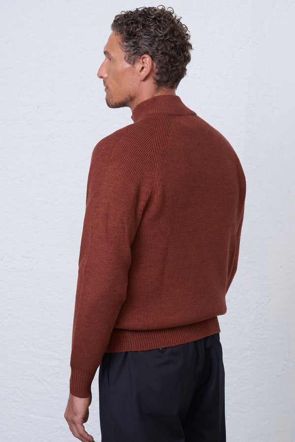 Maglia Uomo Mezza Zip in Misto Lana