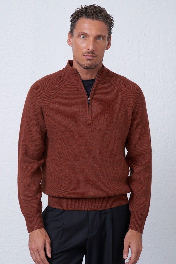 Maglia Uomo Mezza Zip in Misto Lana