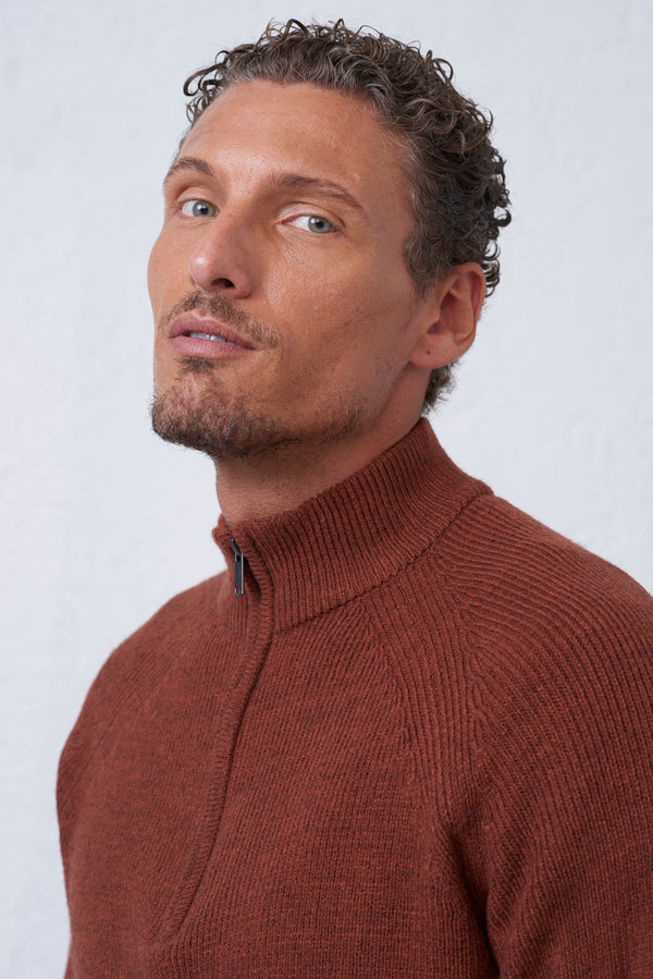 Maglia Uomo Mezza Zip in Misto Lana