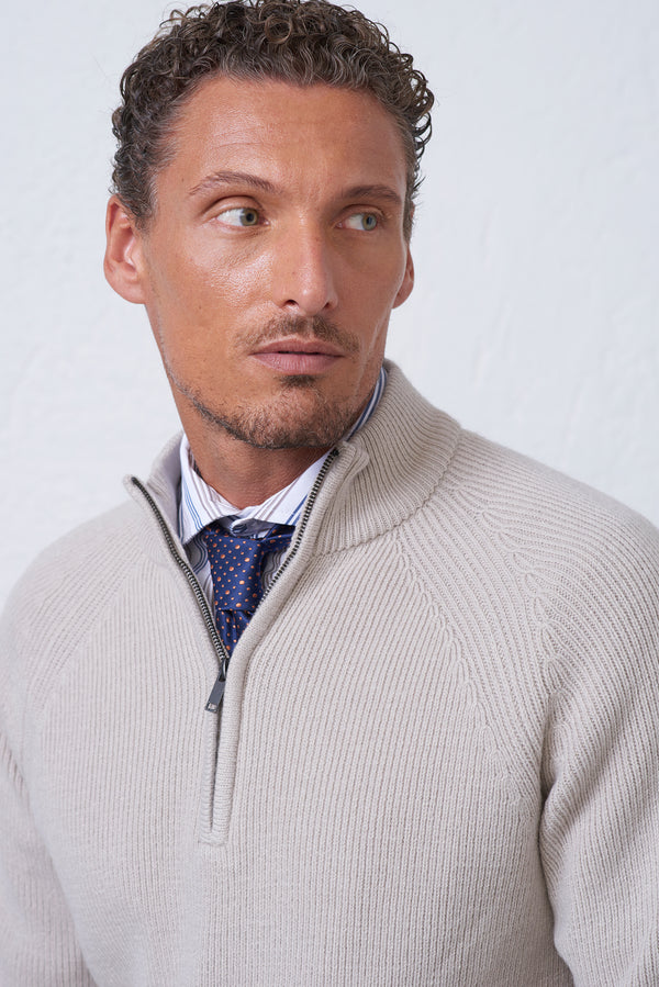 Maglia Uomo Mezza Zip in Misto Lana