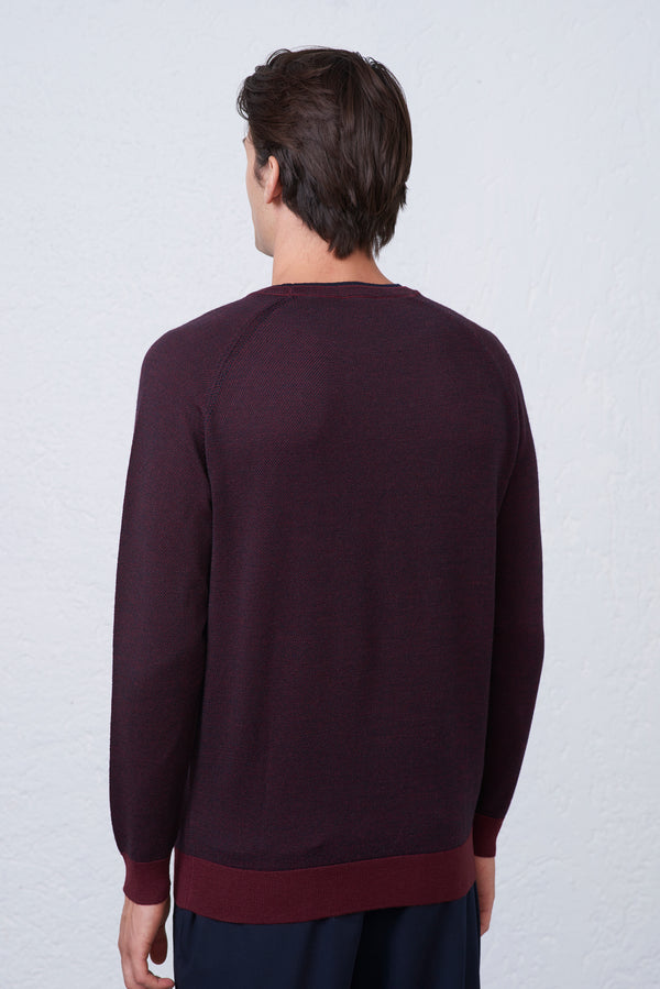 Maglia Girocollo Doppio Collo in misto Lana Merinos