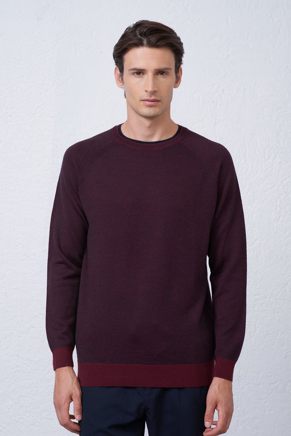 Maglia Girocollo Doppio Collo in misto Lana Merinos