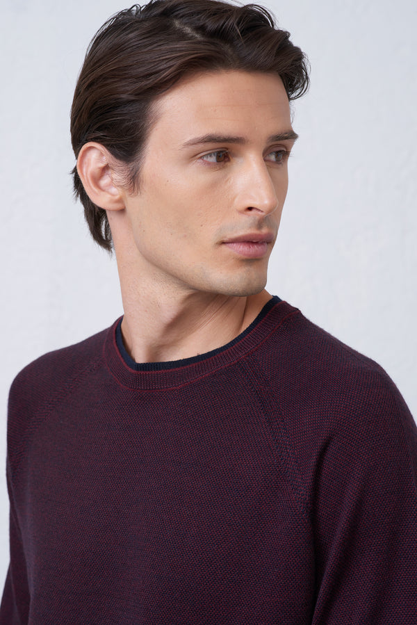 Maglia Girocollo Doppio Collo in misto Lana Merinos