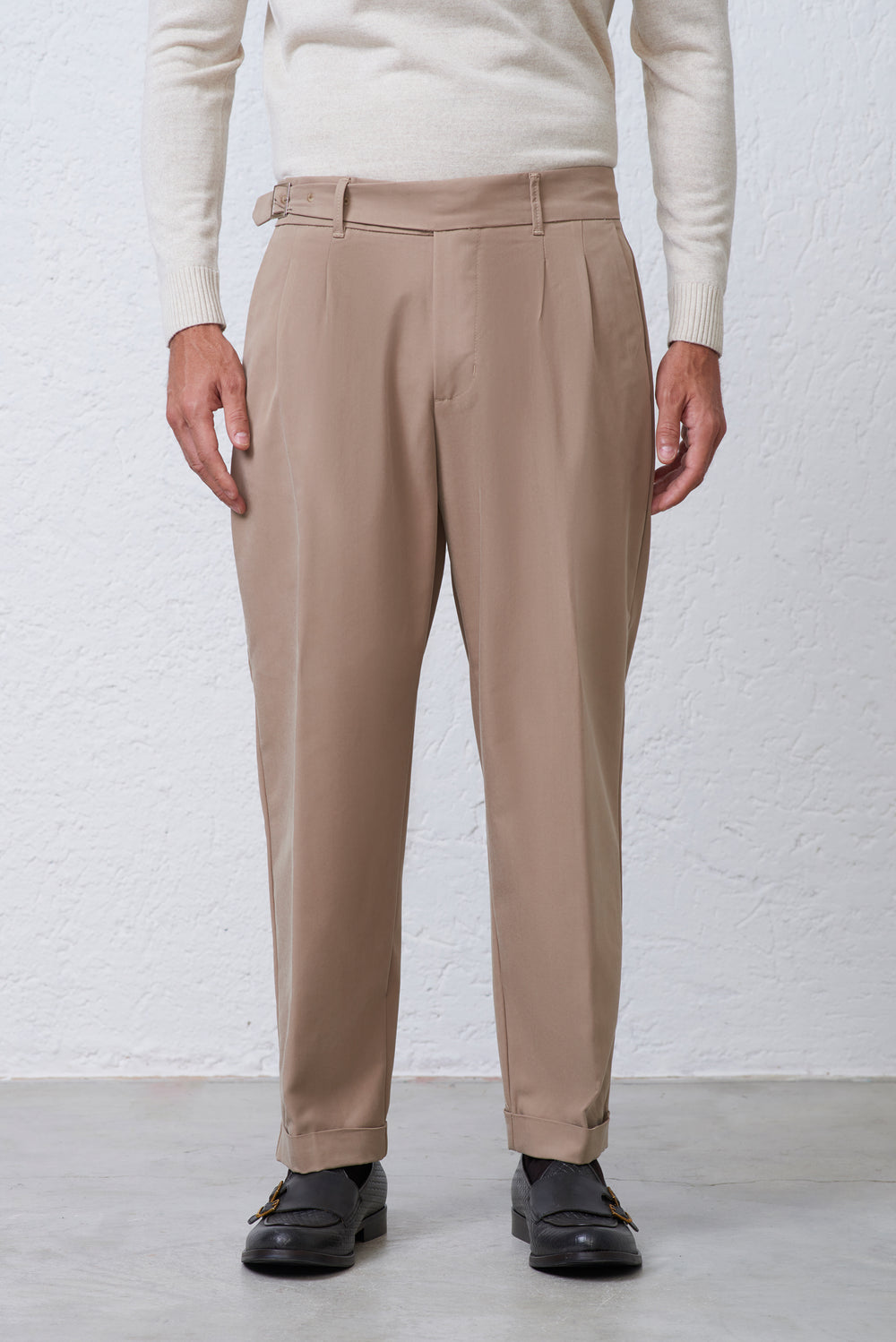 Pantalone Doppia Pence con Fibbia Laterale