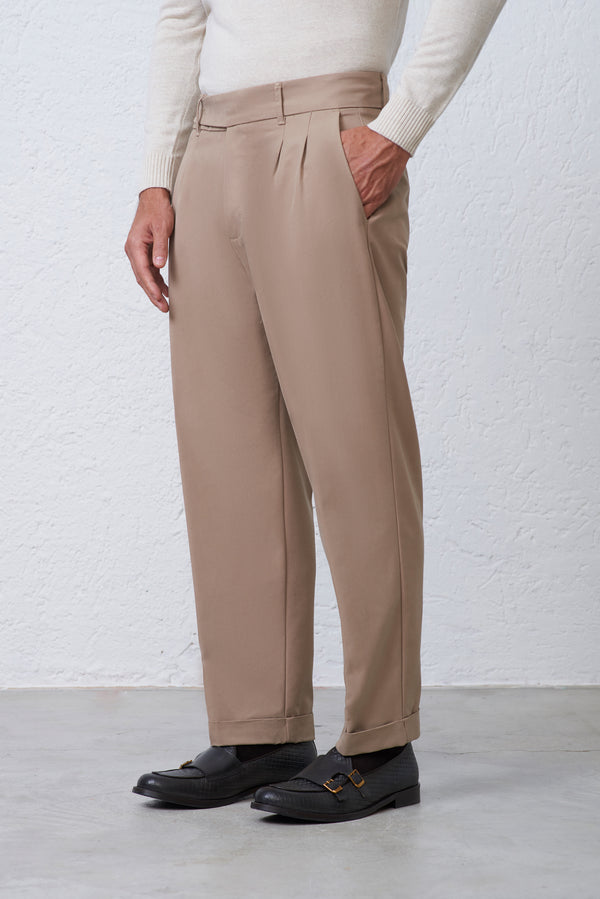 Pantalone Doppia Pence con Fibbia Laterale