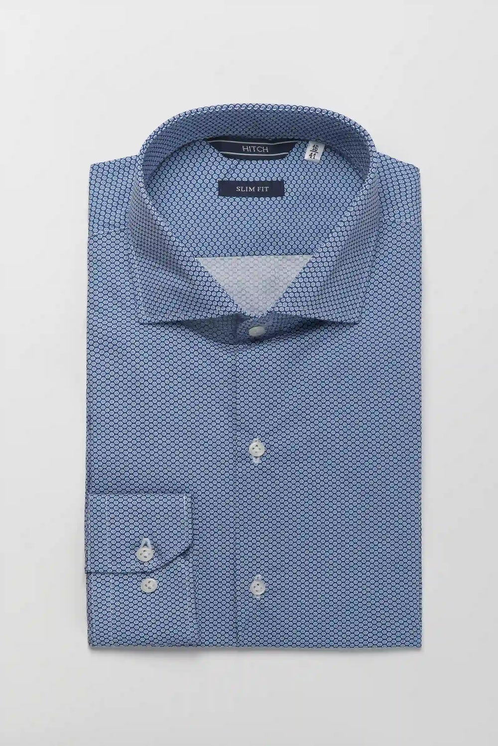 Camicia slim fit con microfantasia eyes stampata