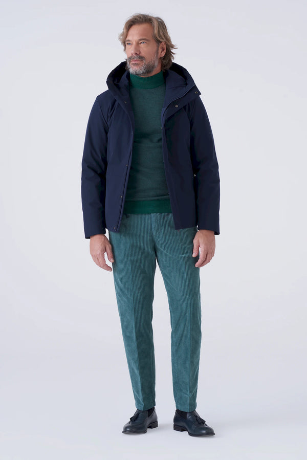 Short padded parka in technical fabric