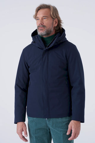 Short padded parka in technical fabric