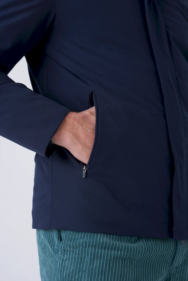 Short padded parka in technical fabric