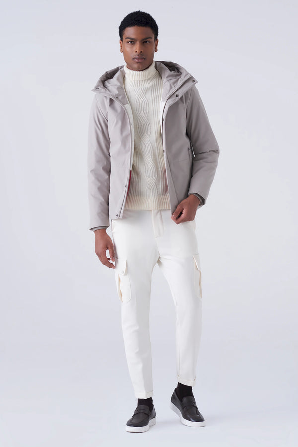 Short padded parka in technical fabric