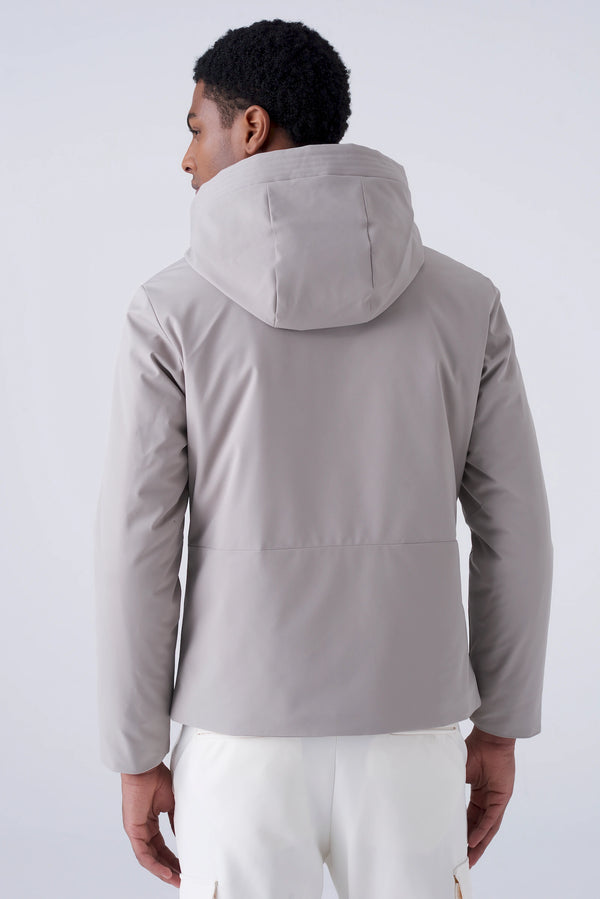 Short padded parka in technical fabric