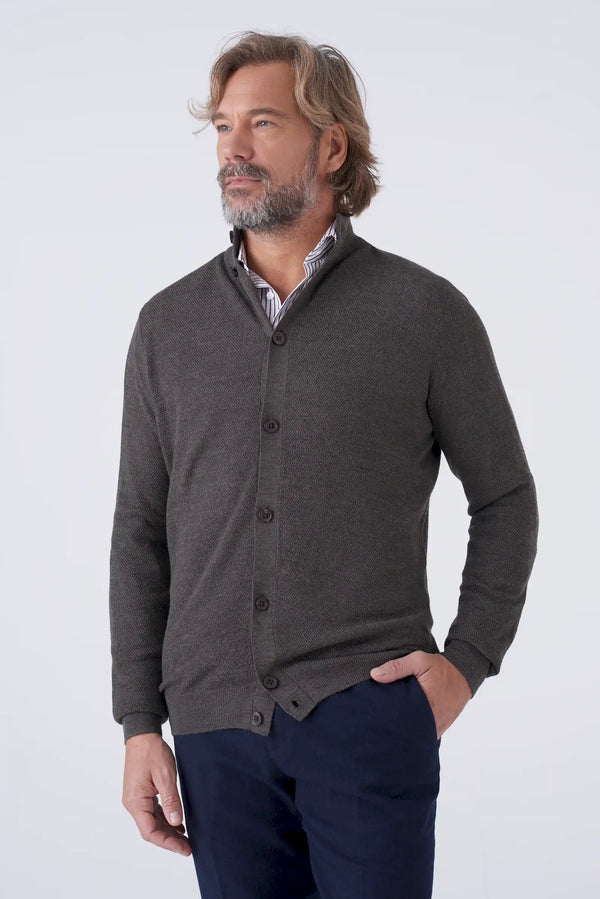 Merino Wool Turtleneck Cardigan