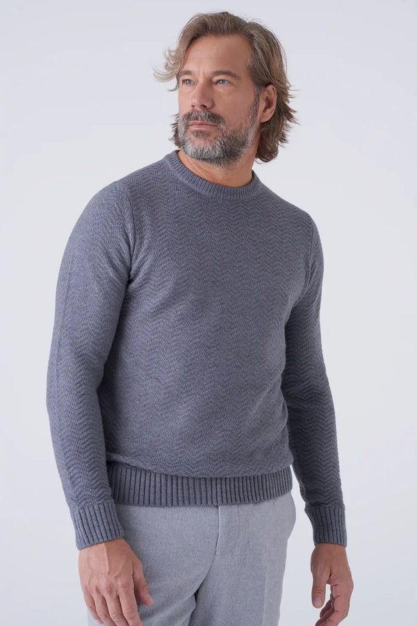 Herringbone pattern crewneck
