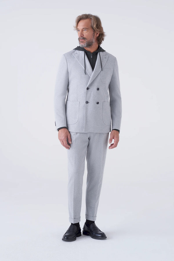 Trousers with woven pattern