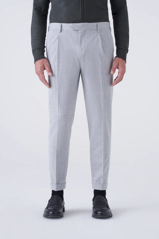 Trousers with woven pattern