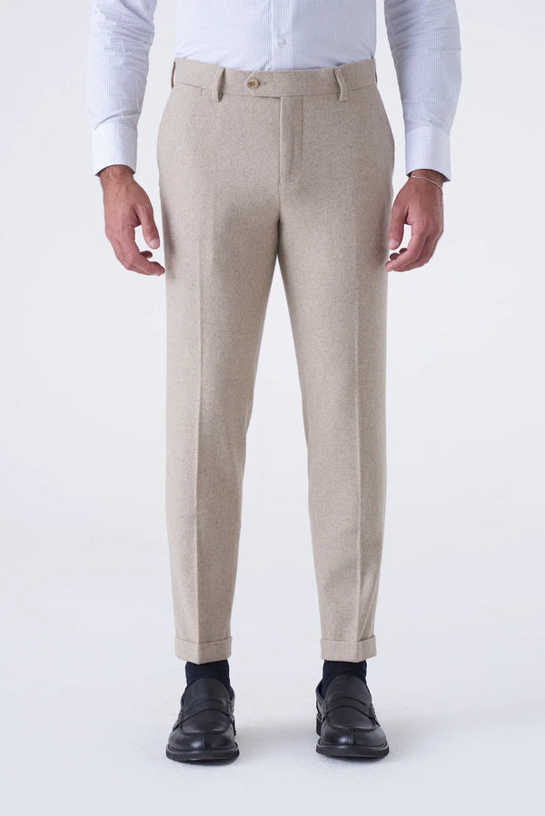 Pantaloni classici in lana rasata Colore: Beige