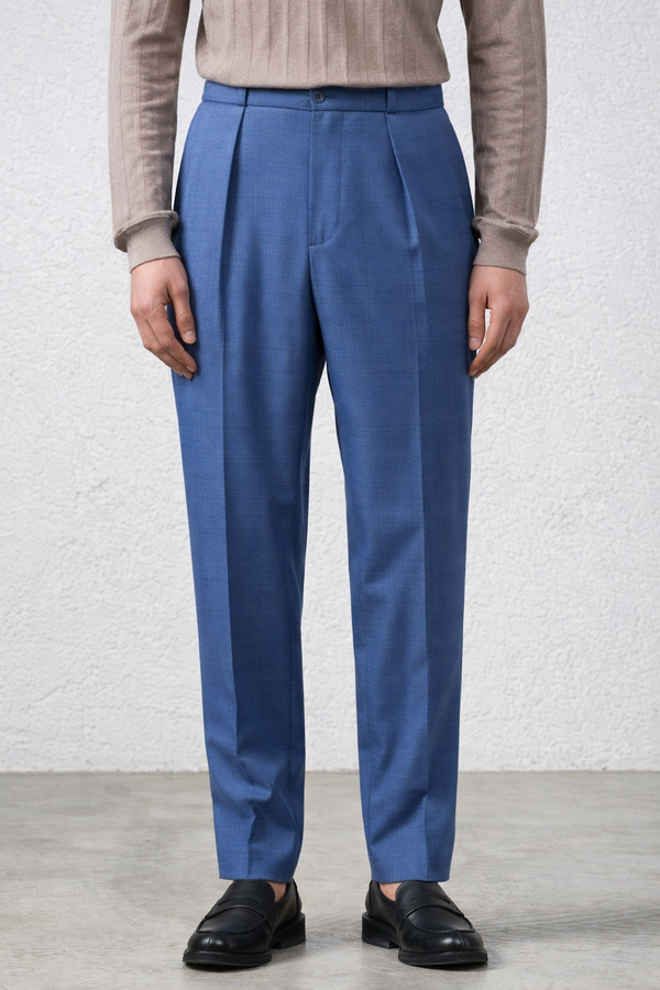 Pantalone  Baggy Fit con Pinces Denim