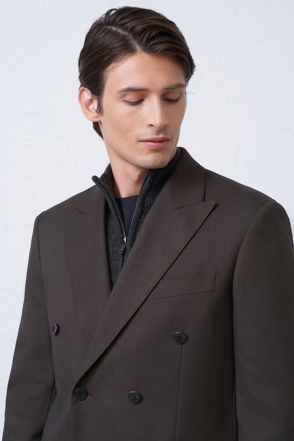 Abito Doppiopetto con Pantalone Doppia Pence e Regolatori Laterali in Tencel