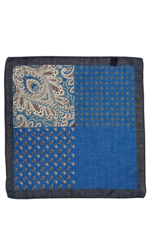 Fazzoletto da Taschino Fantasia celeste-beige