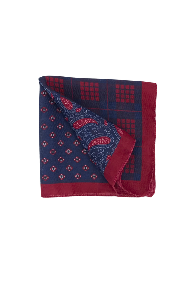 Fazzoletto da Taschino Fantasia Blu-Rosso