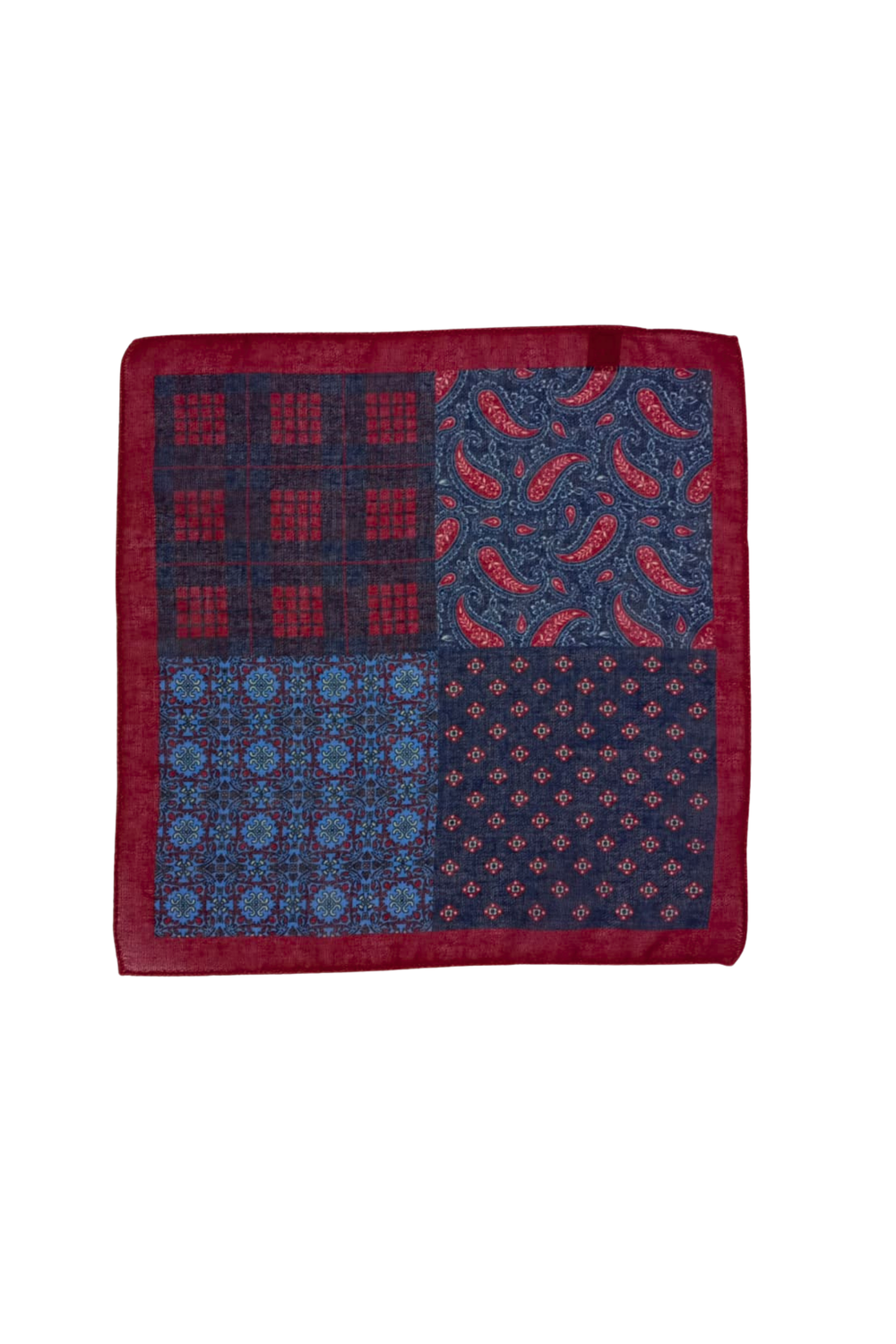Fazzoletto da Taschino Fantasia Blu-Rosso