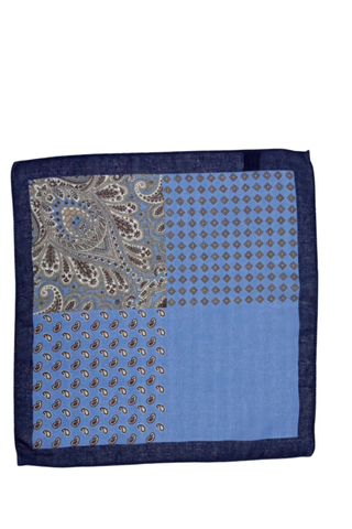 Fazzoletto da Taschino Fantasia Celeste - Beige