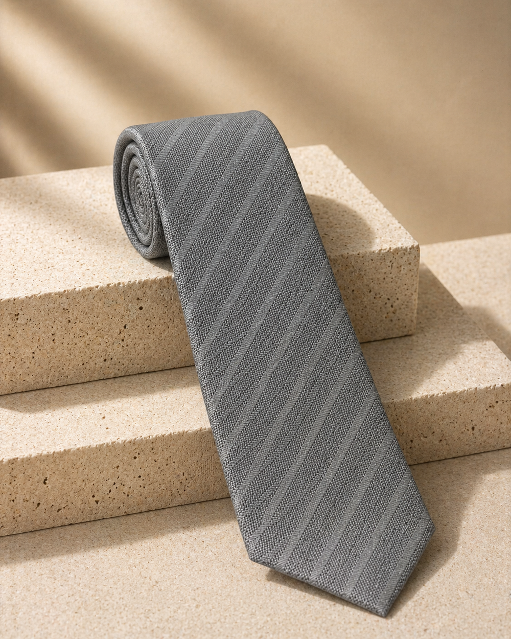 Cravatta Argento Righe diagonali