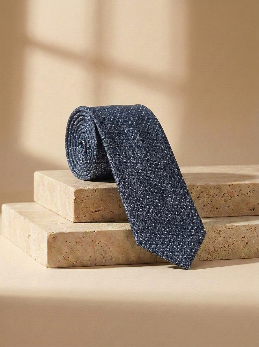 Cravatta Uomo Trama Blu Navy