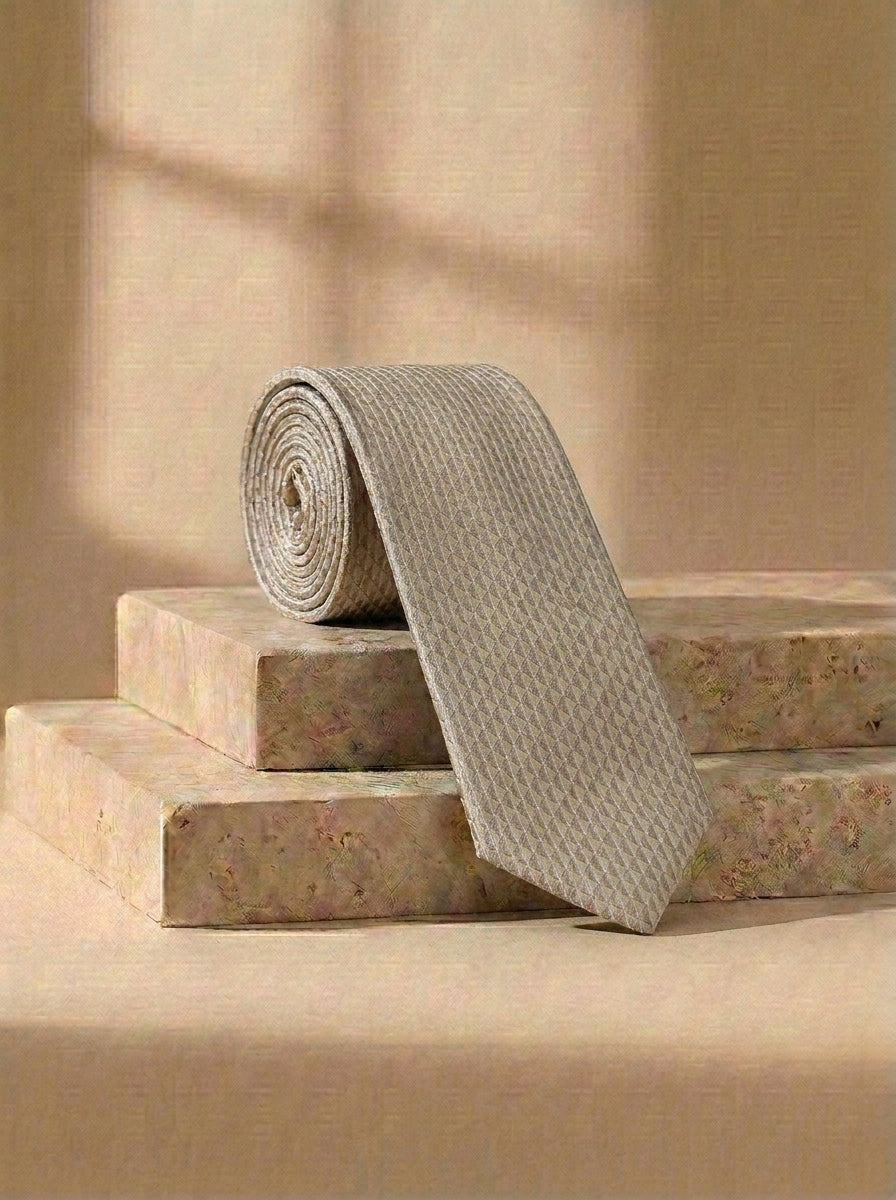 Cravatta Uomo Trama Beige